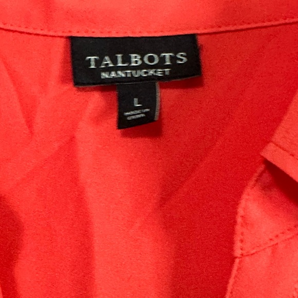 Talbots Nantucket Salmon Orange Long Sleeve Button Down Shirt Women’s Large - Picture 5 of 6